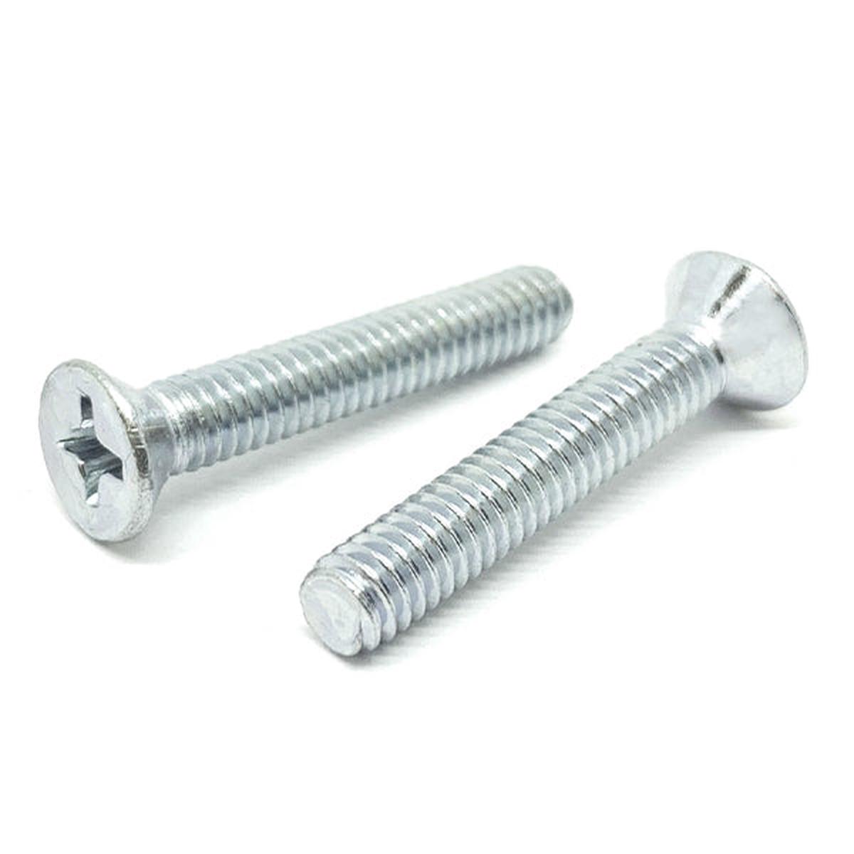 M8-1.25x16 Phillips Flat Head Machine Screws Steel Zinc