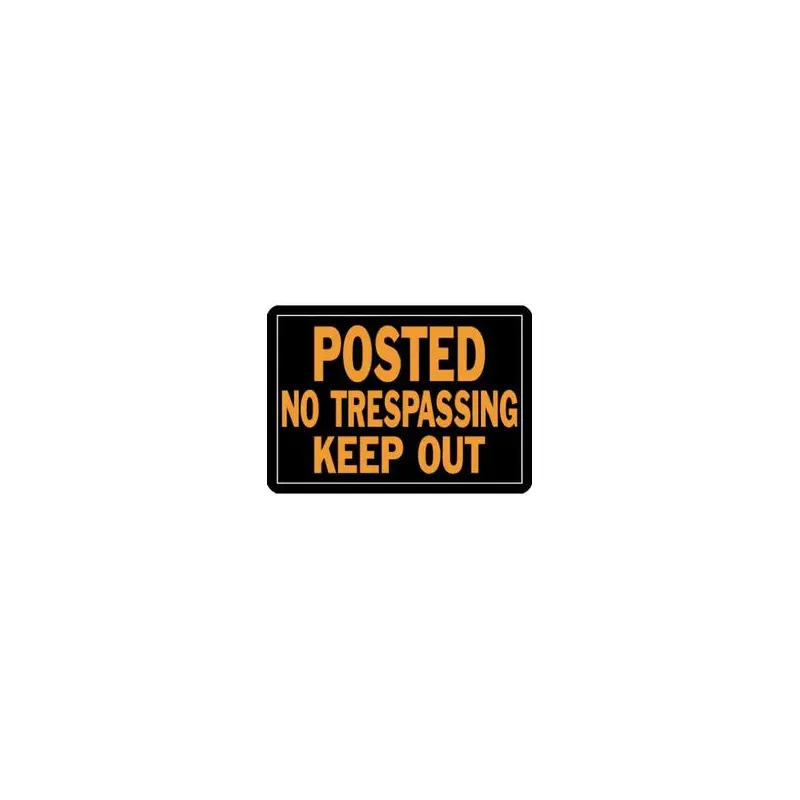 "No Trespassing Keep Out" Sign, Hy-Glo Orange & Black Aluminum, 10 x 14-In.