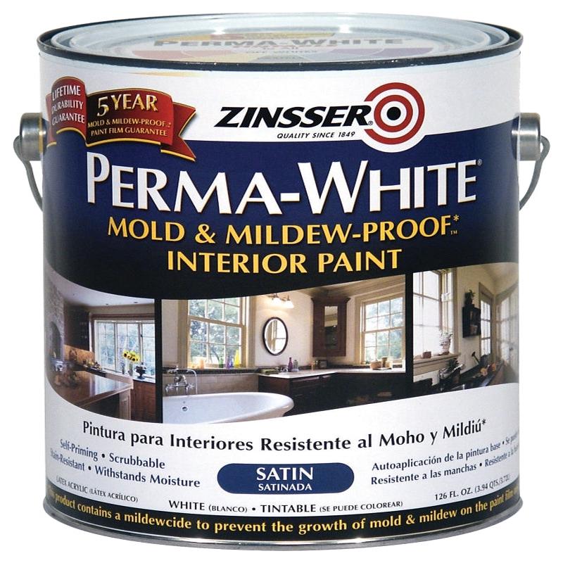 Zinsser 02711 Kitchen and Bath Paint, Satin, White, 1 gal, Can, Water